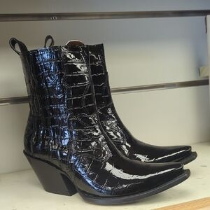 New Womens Ariat Jade Black Croc-Embossed Patent Leather 10063822